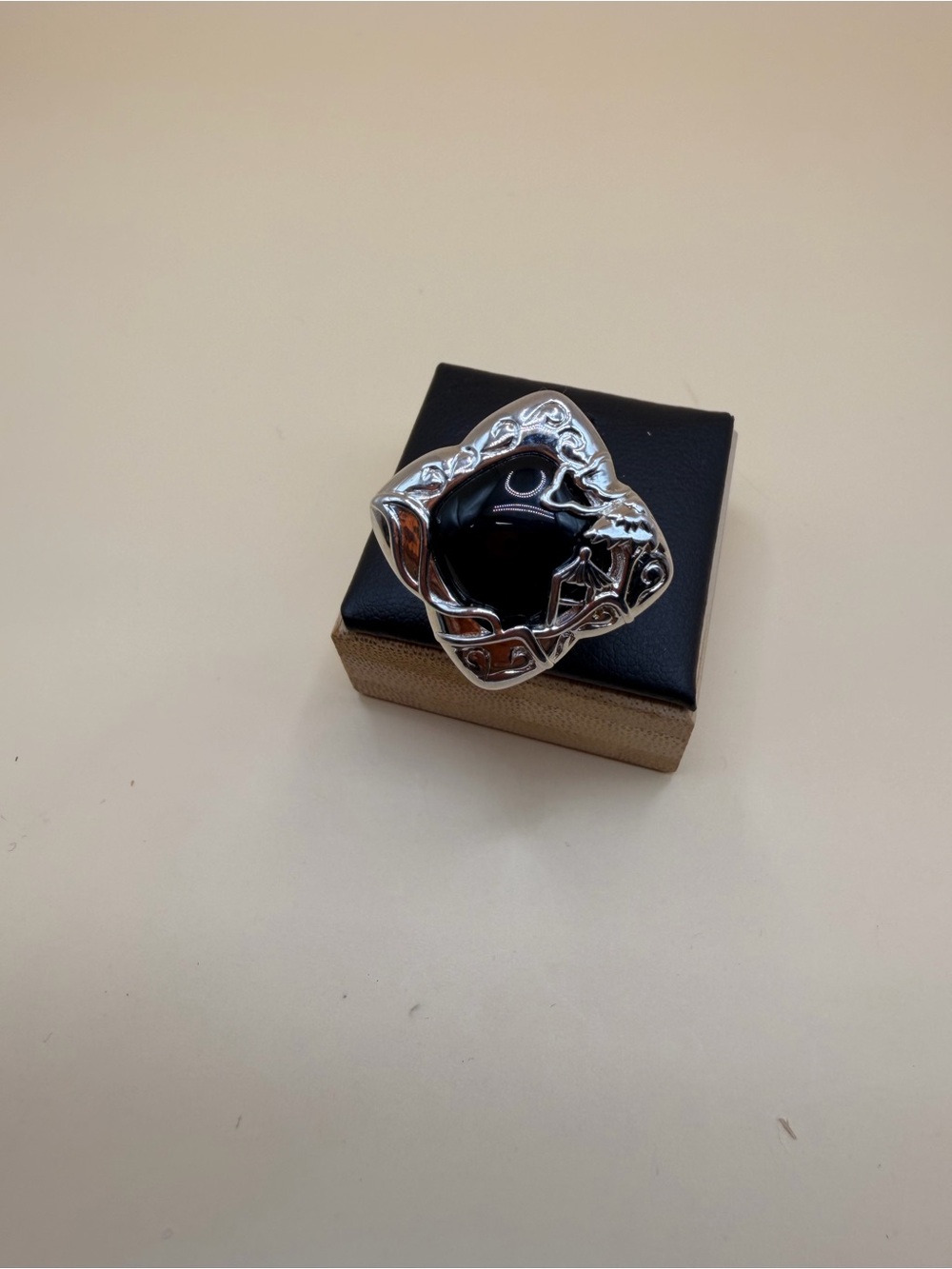 925 Sterling Silver Black Onyx Ring Size 9.25